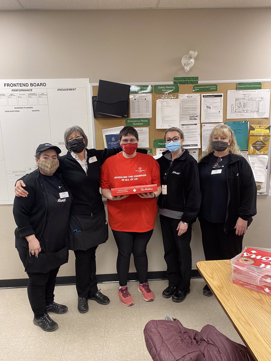marilynritchie5's tweet photo. Leonka had so much fun this morning delivering #ChooseToInclude donuts from @TimHortons in support of @SpecialOCanada as a surprise to her coworkers at @sobeys.   100% of the proceeds from the sale of these donuts June 28-30 will go to local Special Olympic Programs. https://t.co/HdUqJwE7sY