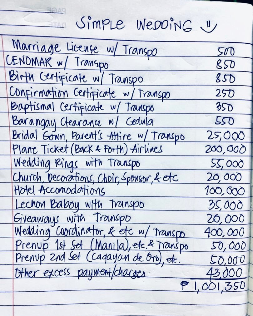 sam_yg's tweet photo. Dear @essasantos, inayos ka na yung budget for our “simple wedding”. Let me know if ok na with you. Thanks 😘
May kulang pa ba?
#WeddingPlanningBySamyg
#YariNanaman #EssaYesForSam https://t.co/12gCwe8FSO