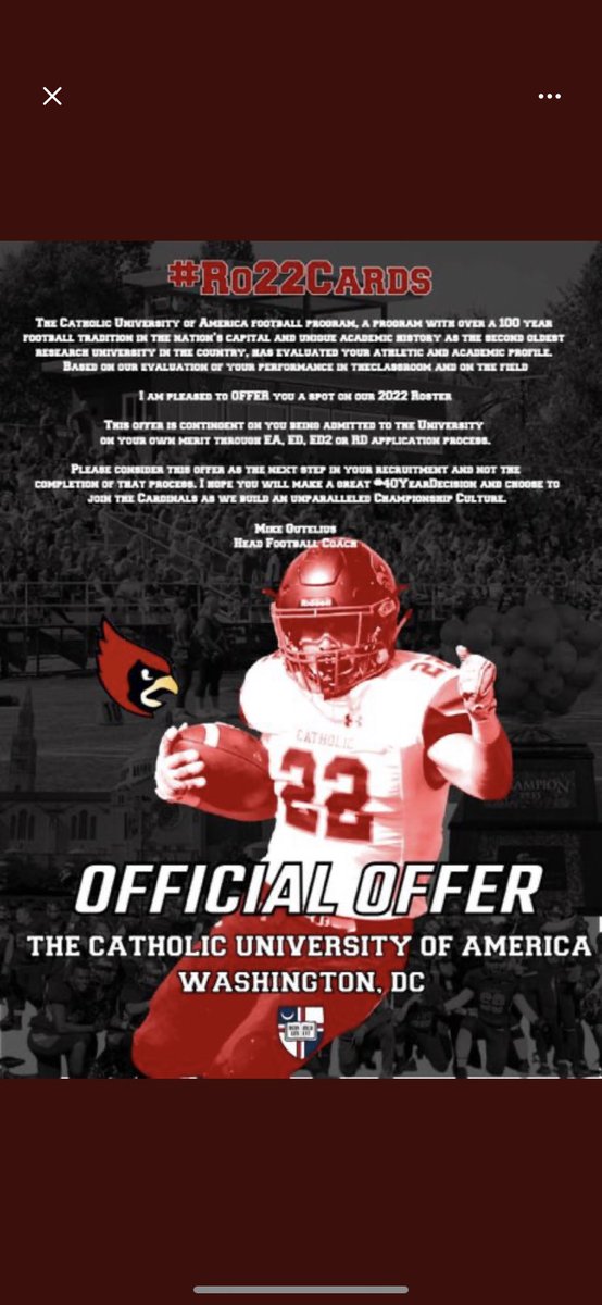 Cade Chrebet (@cadechrebet) on Twitter photo Excited to receive an offer from The Catholic University of America! <a href="/CoachHubb/">Coach Hubb</a> <a href="/CatholicU_FB/">𝘾𝘼𝙏𝙃𝙊𝙇𝙄𝘾 𝙐 𝙁𝙊𝙊𝙏𝘽𝘼𝙇𝙇</a> <a href="/CNcougarfb/">CN Cougar Football</a> <a href="/CNFB_Prospects/">Colts Neck Football Prospects</a> <a href="/CoachMikeGut/">Mike Gutelius '92</a> Excited to receive an offer from The Catholic University of America! <a href="/CoachHubb/">Coach Hubb</a> <a href="/CatholicU_FB/">𝘾𝘼𝙏𝙃𝙊𝙇𝙄𝘾 𝙐 𝙁𝙊𝙊𝙏𝘽𝘼𝙇𝙇</a> <a href="/CNcougarfb/">CN Cougar Football</a> <a href="/CNFB_Prospects/">Colts Neck Football Prospects</a> <a href="/CoachMikeGut/">Mike Gutelius '92</a>