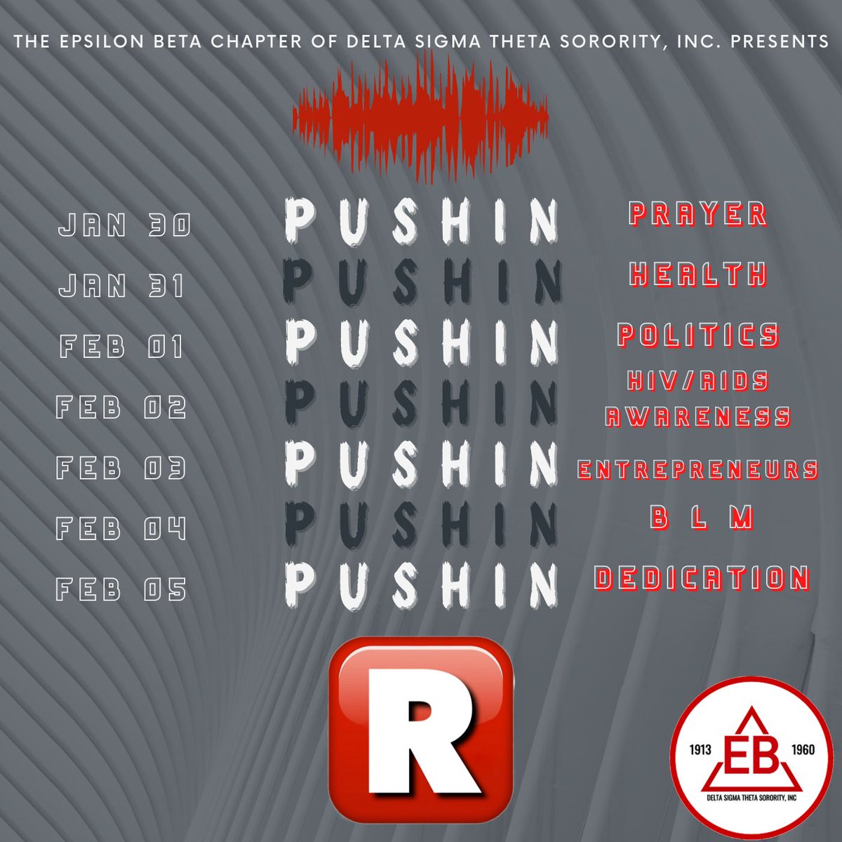 TexasDeltas's tweet photo. It's Founders week and we're Pushin' Red!β€οΈ Join us next week from January 30th-February 5th for interactive events!π #PushinRed https://t.co/WshjTH9Idk