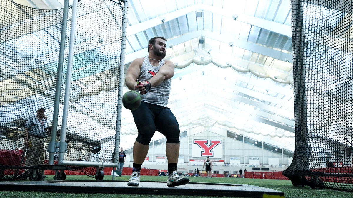 YSUTrackFieldXC's tweet photo. En route to his event victory, Dominic Perry tossed the sixth-furthest weight throw in school history with a personal-best 18.13m (59' 5¾") mark!

#GoGuins🐧 // #FlyWithTheY🤘 https://t.co/w0gZrTHuXZ