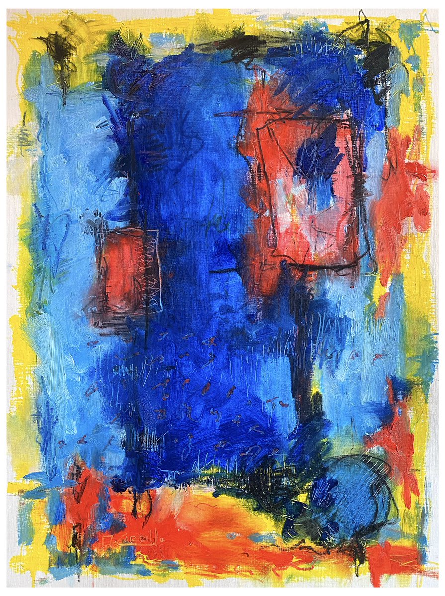 madaca's tweet photo. Blues with a feeling. Abstract mixed media on oil paper. https://t.co/rtPNi7mgnJ