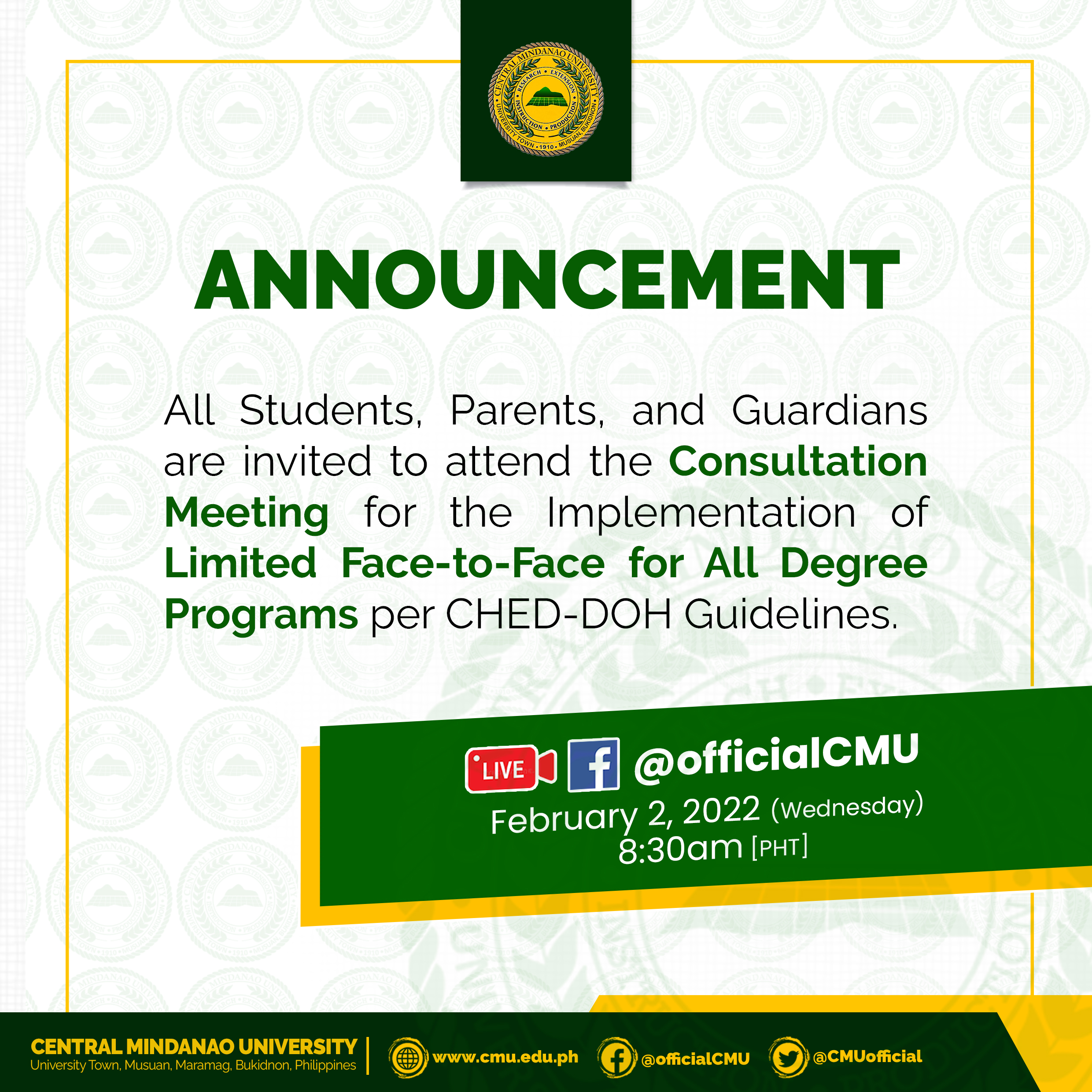 Cmu Final Exam Schedule 2022 Central Mindanao University (@Cmuofficial) / Twitter