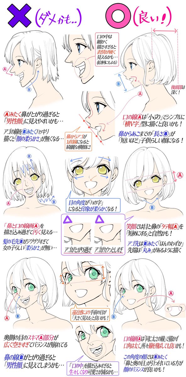女の子の笑顔が描けないときの⭕️❌講座 