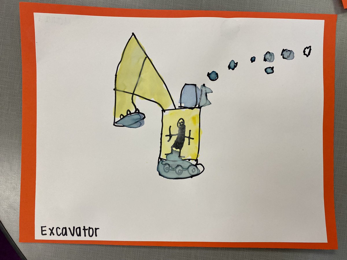 GESWhite0's tweet photo. This week for our Construction unit I got to do one of my FAVORITE activities with the kiddos! We have been working hard on our excavator directed drawings! 🔨🚜🔩 #GESshineon @EarlyGcisd https://t.co/iQswTjw4FC