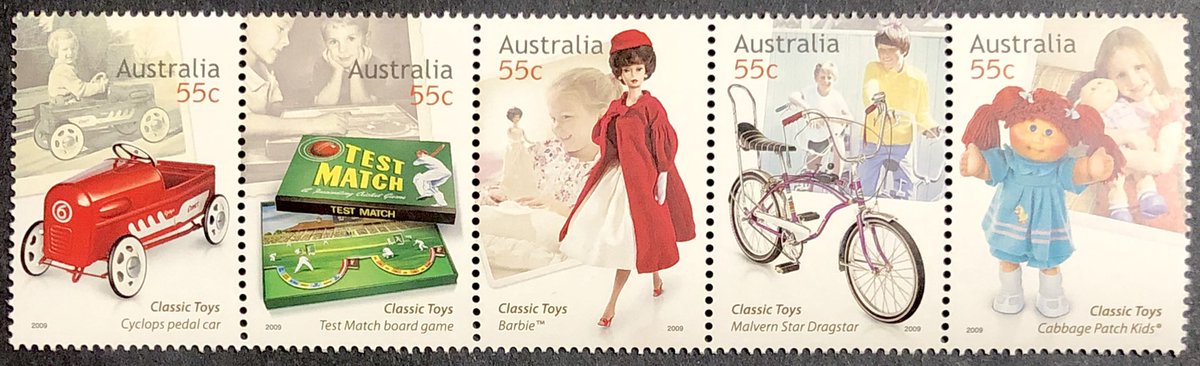 One of my topicals is toys on stamps. I particularly love modern toys. This is a cool #stamp set from Australia. (Cabbage Patch Kids were ridiculous, FWIW!)