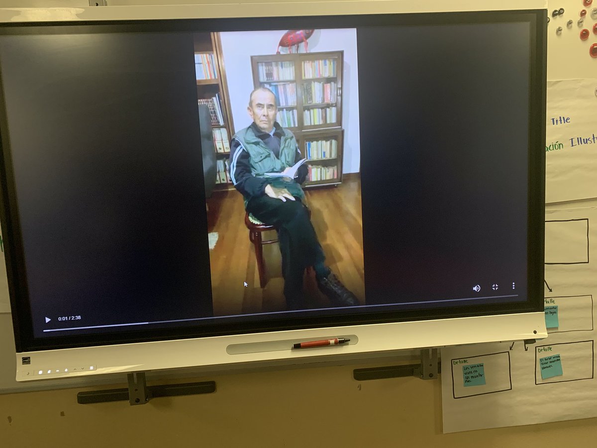 Thankful for Don Ulises, famous Colombian author for taking the time to record himself reading and interacting with my  students!!!