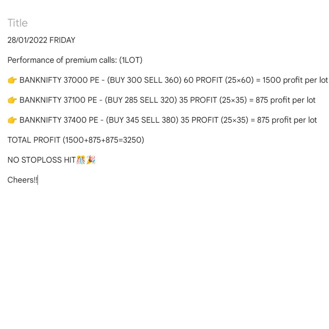 MasterTrading27's tweet photo. 28/01/2022 OPTION FREE SIGNALS🎯🎉🎊

#stockmarketindia #tamiltrader #indexoptionsignals https://t.co/q5V9jFOOjR