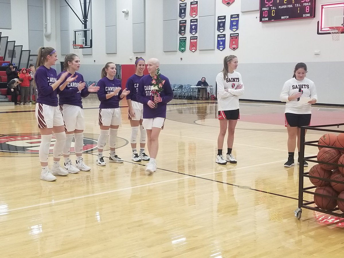 SaraGudahl's tweet photo. Fairmont GBB wishes to extend our sincere thanks and appreciation to the St. James basketball program for including our teammate Ava in your Coaches Vs. Cancer program tonight. Your words and kind inclusion meant the world to us! 
❤️🏀❤️ https://t.co/Ij2lgNBkDZ