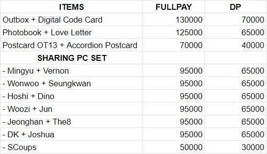 [Pre-Order SEVENTEEN IN CARAT LAND]

Digital Code est. 1200 gr: 945K DP 825K
DVD est. 1200 gr: 810K DP 690K
SHARING (DIGICODE ONLY): DI FOTO

✅Incl. Est. Express+TAX
✅DP CO Shopee/SpayLater
❌Packing dan ongkir lokal INA
🚚Bogor
Form: tiny.cc/VASSVTInCaratL…

#VAS_SEVENTEEN