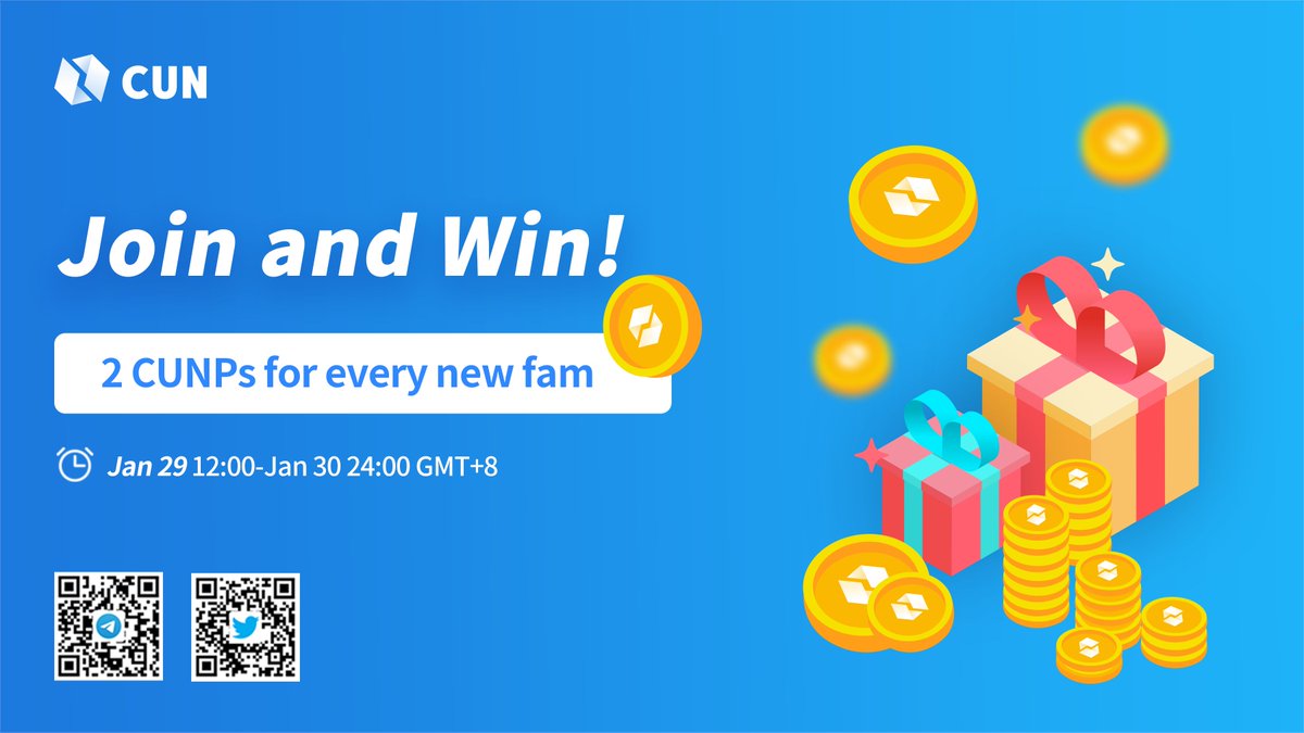 CUNFans's tweet photo. 🧩Join and Win
2 CUNPs for every new fam

-ONLY 3 steps-
🔺Follow @CUNFans on twitter
🔺Send "I'm in the event" in tg group: https://t.co/5ckp3IkWTy
🔺Fill: https://t.co/0wurciqkmn

⏰Jan 29 12:00-Jan 30 24:00 GMT+8 https://t.co/v4NEkK9m2y
