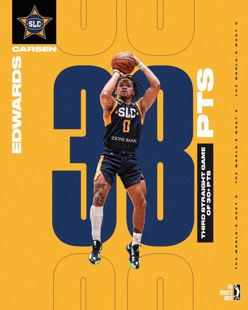 nbagleague's tweet photo. Carsen Edwards has been on a hot streak like no other!

Tonight, he tied a career-high with 38 POINTS, his third straight game of 30+ 🔥 @slcstars https://t.co/CywqzIZ1R2