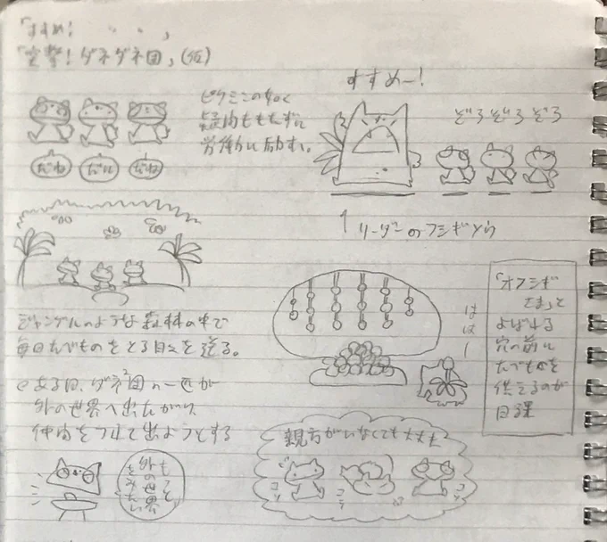 部屋を整理してたら、懐かしいのが出てきた。一昨年だした『ごまぽっけ』収録の「すすめ!ダネダネ団」メモ。(さばさん、そのせつはどうもでした。☺️)
清書する前に描いたもの。細かいとこの設定がちょっと違ってる。
ちなみにまだ少し在庫あります。 