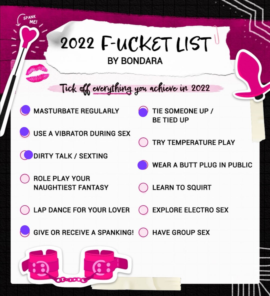 Hott_Knottz's tweet photo. @Bondara Plenty of time to tick of the rest! #goals #cumwithme #squirt #buttplug #spankmyass https://t.co/CxrQI3naJK