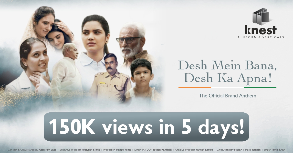 Knest Manufacturers (@knestm) on Twitter photo 150K views in just 5 days! We are truly grateful to see our anthem making waves. 
If you haven't watched it yet, head to youtu.be/EXn2qIiQhG4 !
#DeshMeinBanaDeshKaApna #KnestBrandAnthem #knest #knestaluform #knestverticals #pune #india 150K views in just 5 days! We are truly grateful to see our anthem making waves. 
If you haven't watched it yet, head to youtu.be/EXn2qIiQhG4 !
#DeshMeinBanaDeshKaApna #KnestBrandAnthem #knest #knestaluform #knestverticals #pune #india