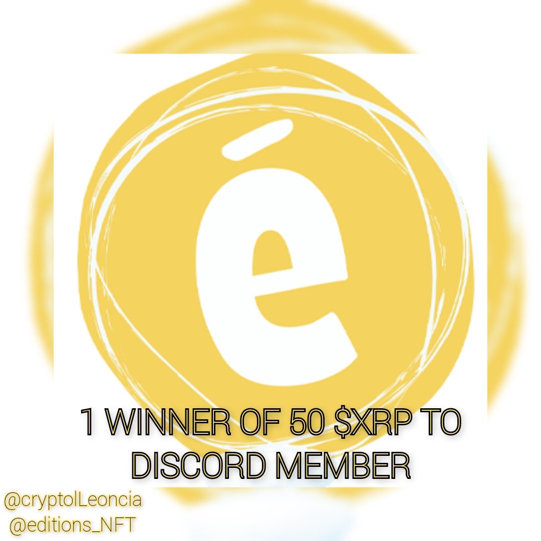 📢 50 $XRP GIVEAWAY📢
Sponsored by <a href="/editions_NFT/">editions</a> 

RULES
🟨 FOLLOW 
<a href="/CryptolLeoncia/">Crypto Airdrops .IO 🍊,💊</a>
<a href="/editions_NFT/">editions</a>

🟨TAG 5 FRIENDS 

🟨RETWEET

🟨 'MUST' Join DISCORD
discord.gg/Wtc6hfcs
🚨COMMENT PROOF🚨

Winner will be handpicked 
24hrs ⏳

TRUSTLINE: xrpl.services/?issuer=rfXwi3…
GOODLUCK🎉