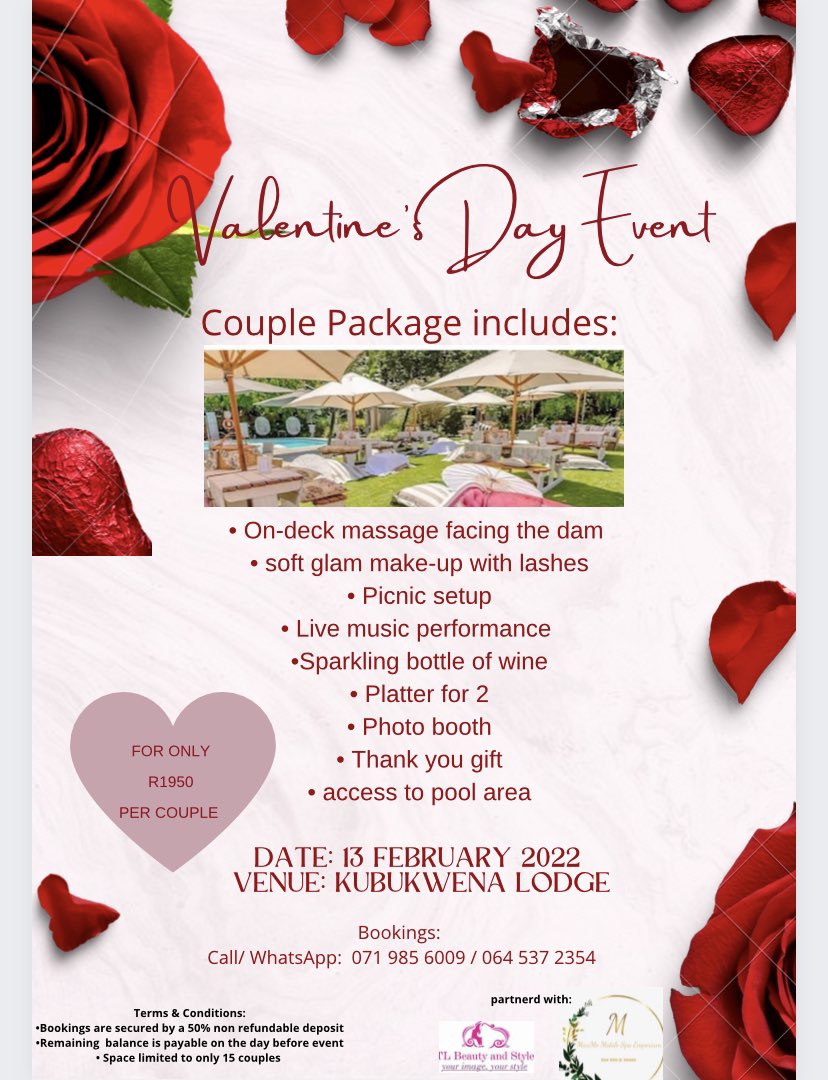 Reshoke37795455's tweet photo. We would like to invite you and yours to come and celebrate L O V E . We promise good music, refreshing atmosphere, holistic massage, natural soft glam makeup and so much more. 📍LP, Marble Hall. Accommodation at extra price. https://t.co/d52TDlLFD6