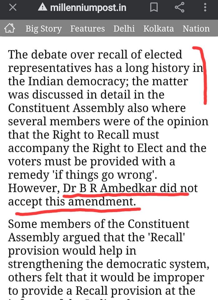 Sanatan_Purush_'s tweet photo. भारत के संविधान लिखे जाने के समय संविधान सभा के बहोत से सदस्यों ने #Right2Recall यानि #वोटवापसी को संविधान में शामिल करने का प्रस्ताव रखा था परंत कुछ व्यक्तियों ने ऐसा होने नहीं दिया.
बाकी आप ख़ुद समझ जाएंगे आख़िर अंदर की बात क्या थी.
https://t.co/CjlPSJ4bJZ https://t.co/60c5PGbfZZ