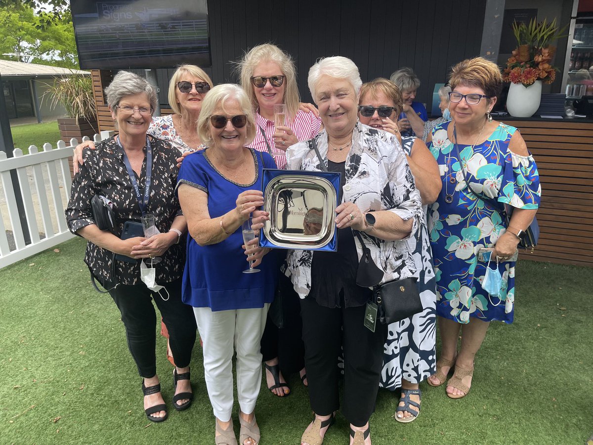 AwNoonan's tweet photo. Well done to connections of both La Pluie and Dazzling Lucy breaking their maiden at @MelbRacingClub @Mornington today. Over 100 social syndicate members on track to cheer home their winners. @Racing https://t.co/nkiNQoNtH2