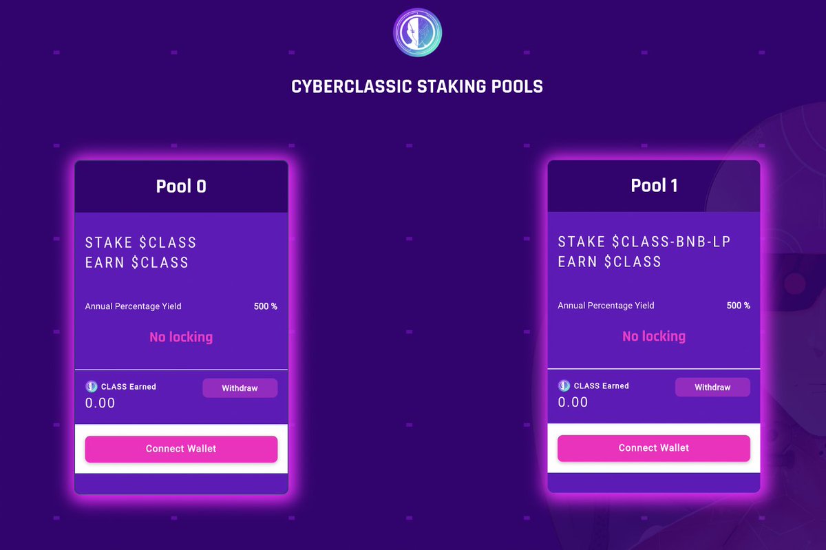 Enjoy upto 1500% APY and FREE NFTs on staking $CLASS tokens.

Check it out: staking.cyberclassic.io

✅Certik Audit
✅Liquidity 10 Years
✅Presale: 1 BNB = 21500
✅Listing: 1 BNB = 19350

Join Presale pinksale.finance/#/launchpad/0x…

#BSC #BSCGem #cyberclassic #metaverse #nfts #Cyborg