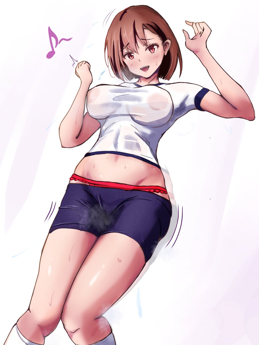 娘(jc1)の体操服を着て踊らされてる、元気ママの美眞守あおいさん。 