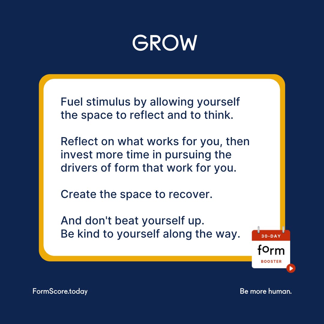 FormScore's tweet image. Let&apos;s give ourselves the space to #grow, create space to prioritise our wellbeing but also to reflect on what is, and isn&apos;t working. This will help us grow in respect of our wellbeing.

🎬 WATCH today&apos;s bite-sized video here:
formscore.today/courses/grow

#30dayformbooster #FormScore