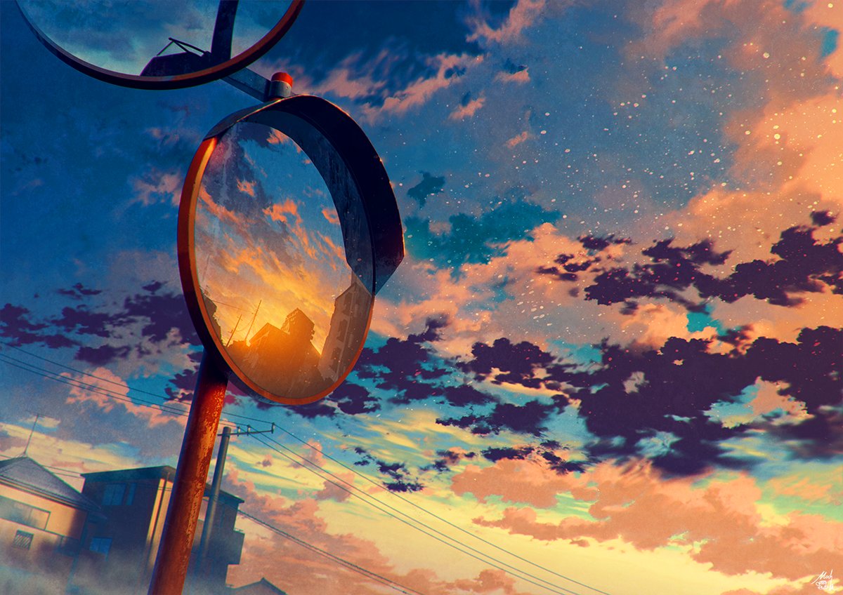 「#ド直球に言いますがフォローしてください 
空など自然の風景が好きな方はぜひ! 」|mochaのイラスト