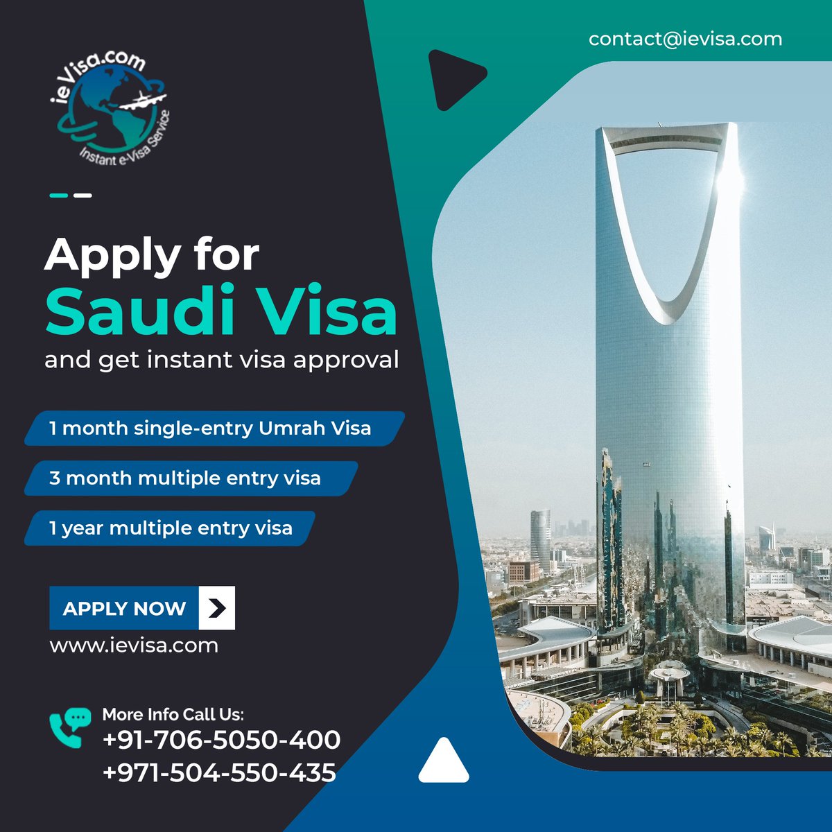 Ievisa's tweet photo. Offering #SaudiArabiaVisa✈️ for #Tourist &amp; #Business Visit at the very best price. 
Call us: 📞+971-50 4550 435 | 📞+91-706 5050 400 👈 
🇸🇦 Apply Here: https://t.co/pC6F5jJld8 👈👈

#saudivisa #visaagent #FamilyVisa #businessvisa #visitvisa #visaservices #saudiarabia #visanews https://t.co/4GfZgKfsrD