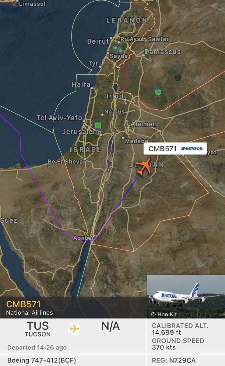 ace_pio's tweet photo. #CMB571 a National Airlines B747 #N792CA on a direct flight from Tucson AZ to OJMS, first time seeing this extreme route https://t.co/az9SEDh7Vg