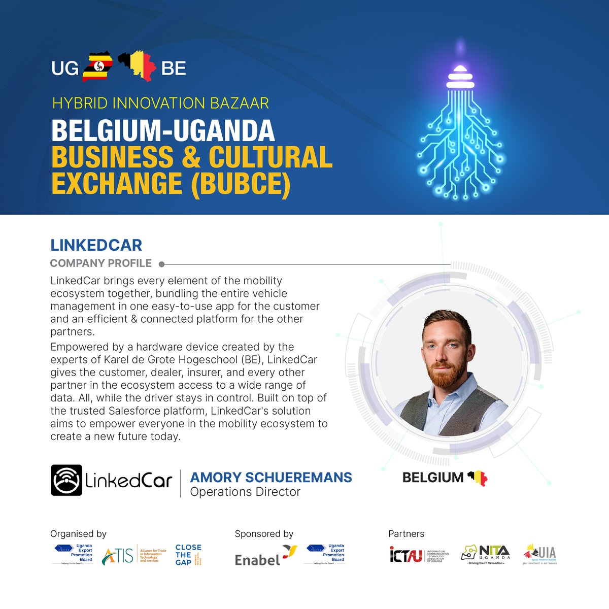 ugandaexports's tweet photo. Our next company is from Belgium!
LinkedCar brings every element of the mobility ecosystem together in one app for the customer and an efficient & connected platform for other partners.
Attend #BUBCE22 on Tuesday to know more about LinkedCar!
#UgBelExchange #TechPearl https://t.co/B7RzSHe7p5