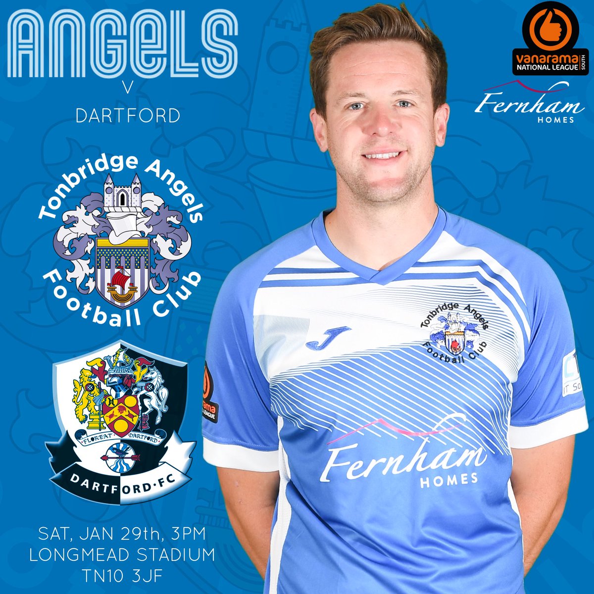 ⚽️ | Match Day 

Tonbridge Angels v <a href="/dartfordfc/">Dartford FC</a> 
Vanarama National League South 
Longmead Stadium, TN10 3JF
Kick off 3pm

Tickets on sale via tonbridgeangels.co.uk/buy-tickets and on the gate 

#COYA #TAFC