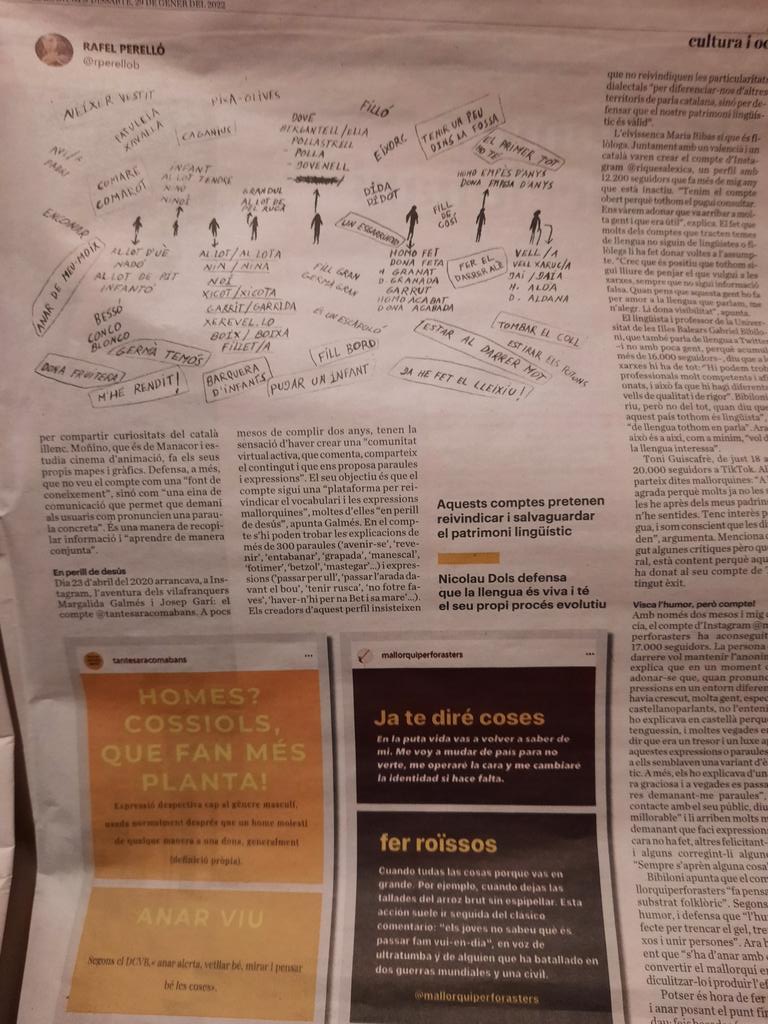 Avui, al diari AraBalears publiquen dibuixets meus a 3 pàgines, com activista per la llengua. Ja em va bé!!!
