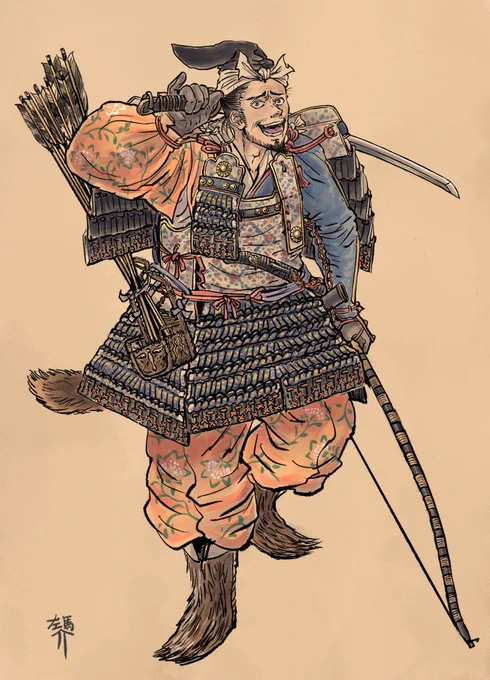 令和解釈の木曽義仲。先日、巴御前を描いたので、その流れで義仲を描いた。一旗揚げたかった地方のイキリDQNという解釈で。
ヒゲ生えてるけど、オジサンではないぞ。 
