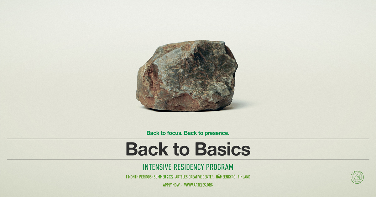 The application round for Back to Basics residency program is now open. Go offline, connect with nature and get back to focus in Finland. 1 month residencies in June / July / August / September 2022. Read more & apply online: arteles.org