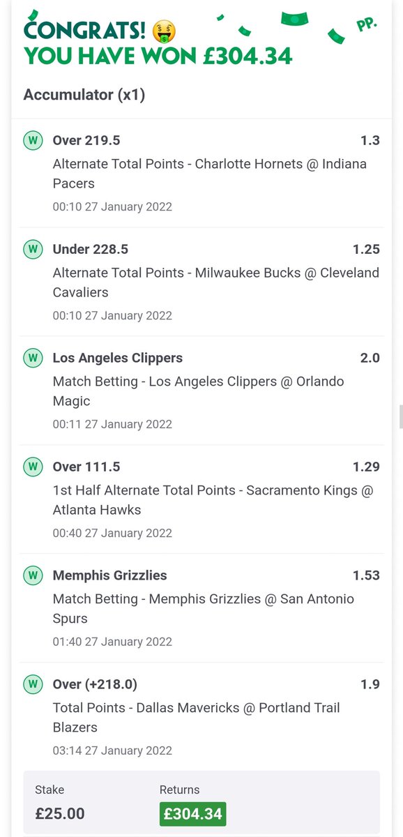 AClassTips03's tweet photo. Morning guys! 💰

Another NBA acca win to wake up too 🤑

Who wants a 72/1 for today?👀🥳

 Hit that RT button and I'll DM it you! 🔥 https://t.co/9taGC8h91m