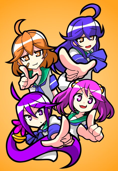 女の子四人のイラストを貼る見た人もやるのtwitterイラスト作品
