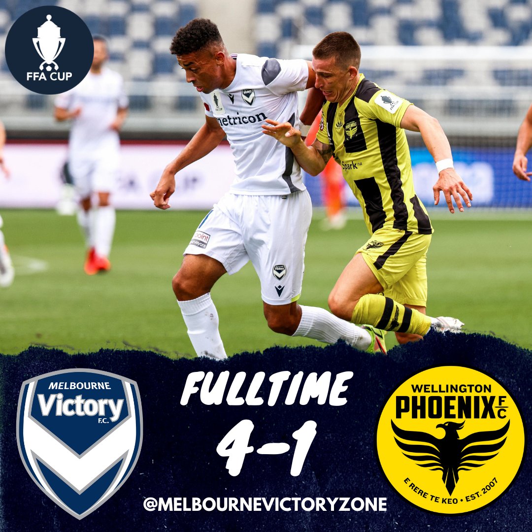 MVFCZONE's tweet photo. FULLTIME
⚽️Josh Brillante (65min)
⚽️Nick D'agostino (80min)
⚽️Ben Folami (85min)
⚽️Nick D'agostino (91min)

What a comeback we are going to the FFA CUP FINAL against Central Coast Mariners at AAMI Park what amazing work these boys have put in.
-
#melbournevictory #gomvfc #mvfc https://t.co/EV1F28jNov