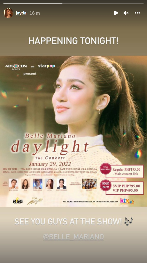 jaydafiles's tweet photo. break a leg, @jaydaavanzado !! i know you'll do great later. thank you also for inviting jayda to be one of your special guests, @bellemariano02 !  🤍

#JaydaAvanzado l #Jayda https://t.co/Q1rsP9I6Nj