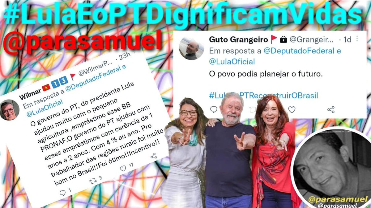 AlexandrePT13CV's tweet photo. @Alexand92840726 @borgescm @VidaLeveLivre13 @CleuzaturC @CLulista @LULISTADESDE89 @WilsonO36040576 @marquinhos3173 @lacerdaeh @sequeira_kg @cyberne28795530 Bora Subir a Tag
#LulaEoPTDignificamVidas
@alexandroamaro @aureo_jaeger @CherriFilho @DePaula_2022 @estelalacroux @GaigherAmauri @ivanaemerick @kannutz @luciogemaque @MARIARobertaMi3 @nego67 @PombaRola @Rodsfolia @soupurabucha @waltermelo10 @DouradoValdira @ValdiviaLiette https://t.co/mFPKCUUPMu