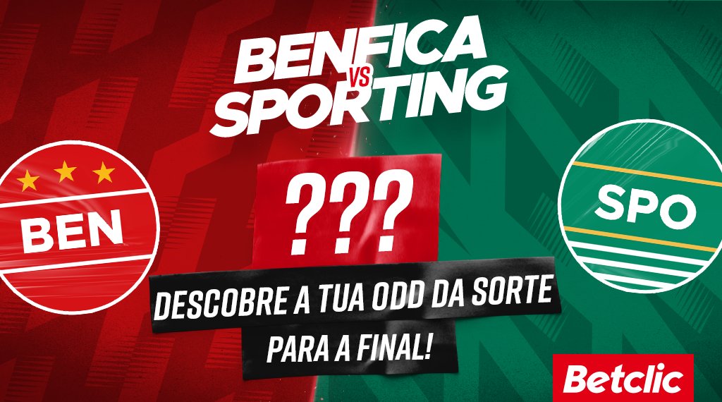 BetclicPortugal's tweet image. Benfica e Sporting jogam sábado a final da Taça da Liga e se a odd da sorte se realizar, ficas habilitado ao sorteio de 10€ em Freebets para 10 pessoas!

- Dá RT
- Comenta com #DerbiBetclic + Username Betclic

1 comentário por utilizador.
Passatempo termina às 19h40 de sábado.