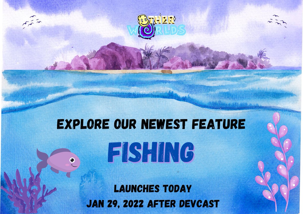 ToW_app's tweet photo. A NEW FEATURE IS COMING TO OUR WORLD! 💖

Explore &amp; enjoy a new level of fun,
and a new way to earn! 🤑😍

As we officially launch The Otherworlds newest feature: 

"FISHING" 
🐟 🐟 🐟 

Check out the preview tonight!
Live on our weekly DevCast.
January 29, 2022  -  7:00 PM PHT https://t.co/jxPLZJzLMu