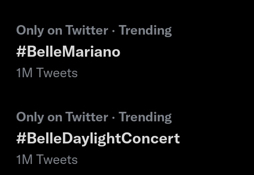 1M WOWW!! LAKAS NG BELLELIEVERS AT SHIPPERS AH

BELLErightest DaylightConcert

#BelleDaylightConcert 
#BelleMariano