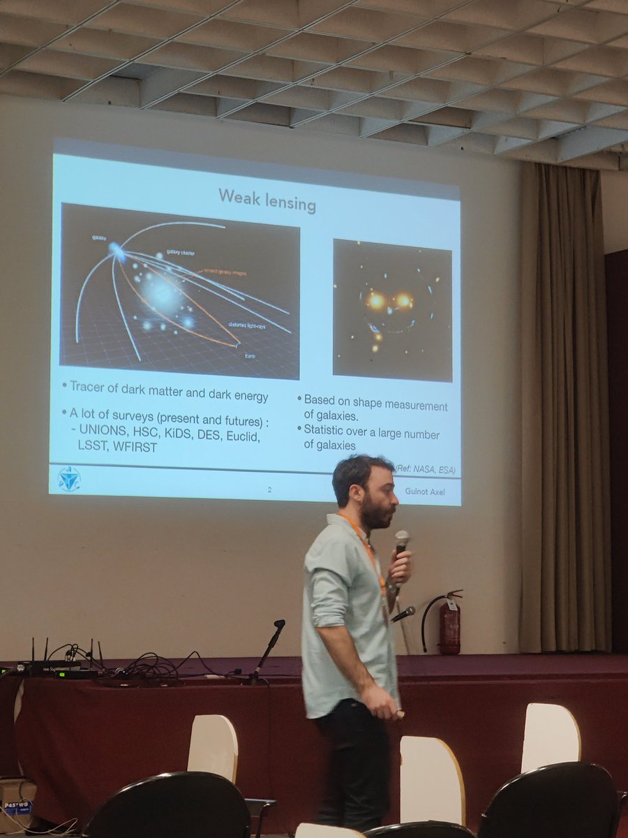 sant87casas's tweet photo. Almost last day of an intense, but very scientifically fruitful conference at @_Moriond_! Saturday morning talks by Axel and Benjamin (#CosmoStat) on new weak lensing data and modern mass map reconstructions methods ❄️ https://t.co/hWKfOIG55a