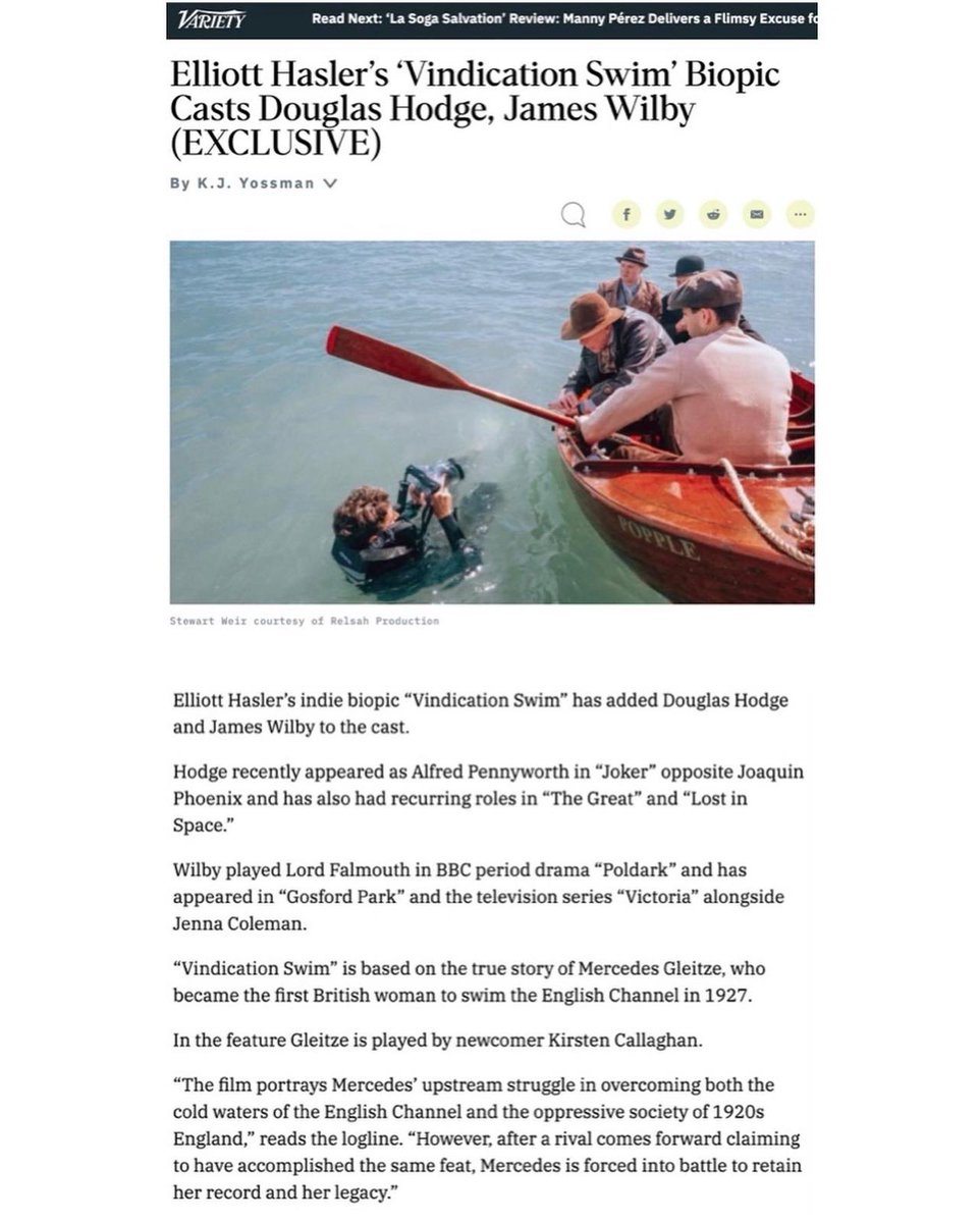 Great article in <a href="/Variety/">Variety</a> today, announcing our very exciting casting of actors Douglas Hodge and James Wilby in ‘Vindication Swim’. - K.J. Yossman, Variety. - Read the full article here: variety.com/2022/film/news…