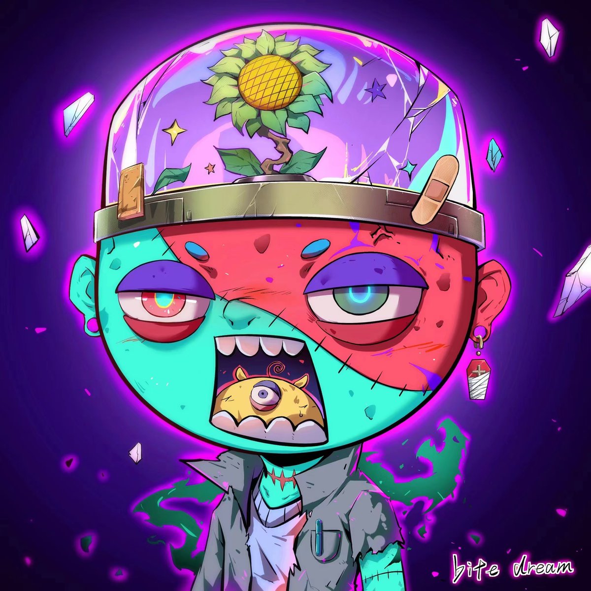 Nftbigboy's tweet photo. My second work is inspired by the war between plants and zombies. He has sunflowers in his head, which can constantly create energy and potato walls in his mouth!!! Do you like it?@KarafuruNft @MuseumofToys_  @WD_Willy
#KarafuruNFT https://t.co/EJH6wFjGdy
