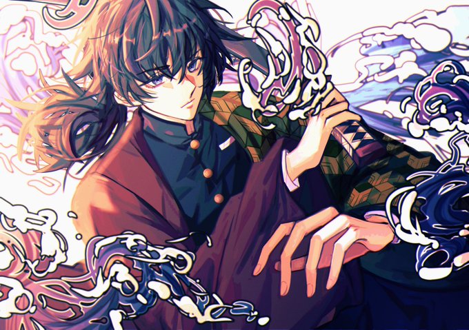 鞘。さんがTwitterに投稿した冨岡義勇(鬼滅の刃)のイラスト。