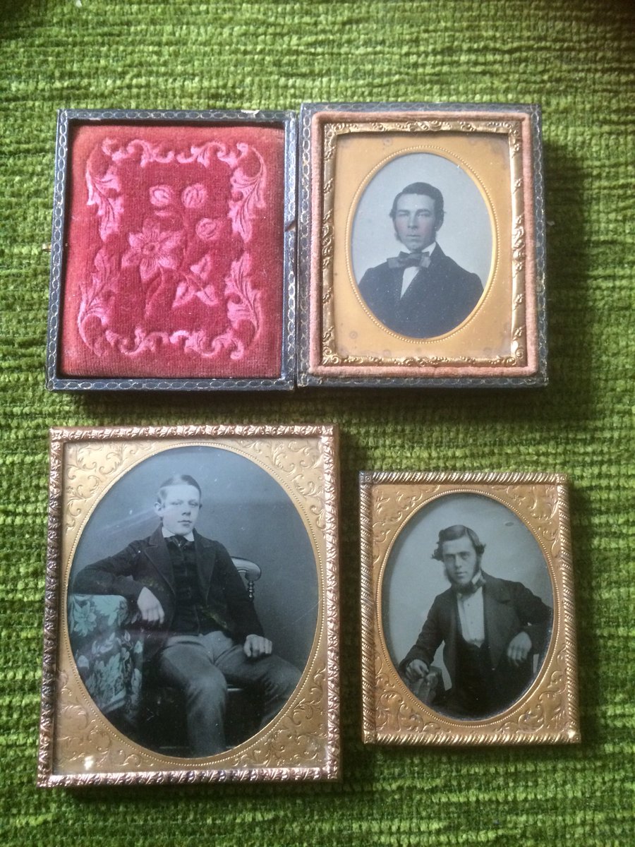 Doilynet's tweet photo. You often see old #Daguerreotypes and #Ambrotypes but usually of toothless grannies or bewhiskered old men. Over the last ten years I’ve amassed a dozen young gents, which are more hard to find. All 1850-65 in date. Most I’ve paid £65. Cheapest £10. https://t.co/rImZ7HdMWv