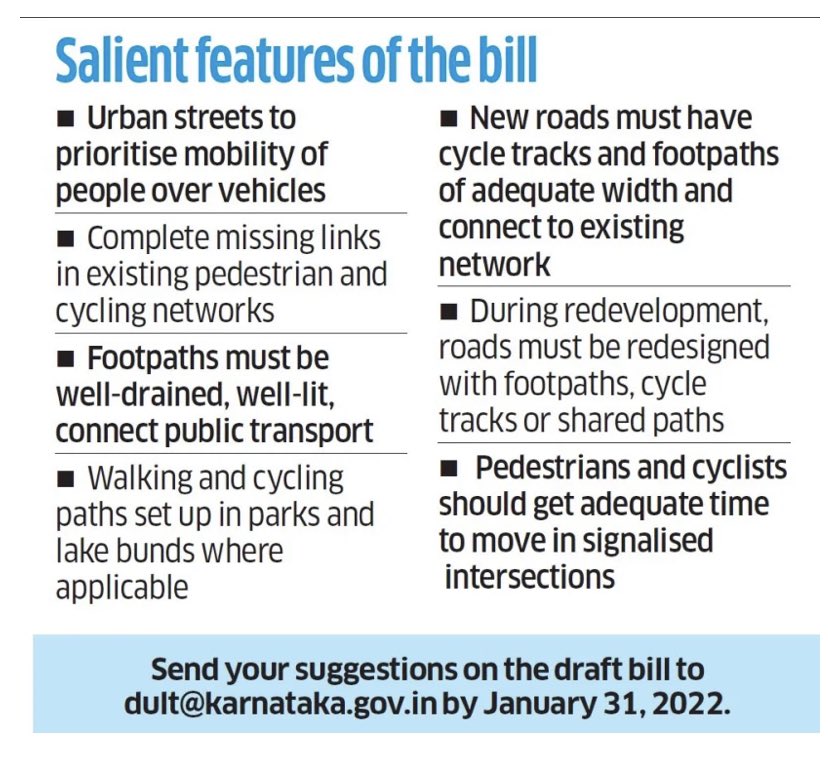 A nice summary of #ActiveMobilityBill on <a href="/DeccanHerald/">Deccan Herald</a> recently. Join us for a discussion on why this bill is so important and how can we contribute to it. On twitter spaces at 9PM tonight. Stay tuned #Janaagraha