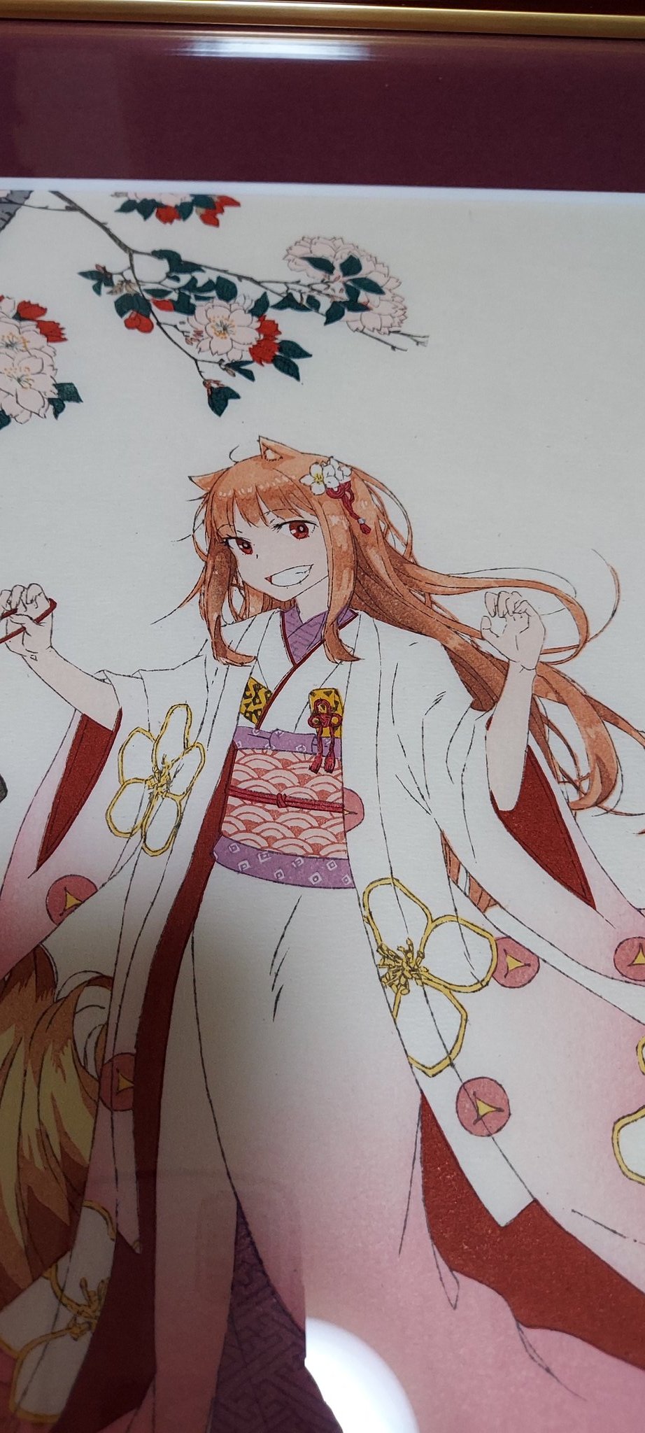 第二刷限定100枚】狼と香辛料 浮世絵木版画 狼桜美人図 ホロ - 美術品 第二刷限定100枚】狼と香辛料 浮世絵木版画 狼桜美人図 ホロ - 美術品