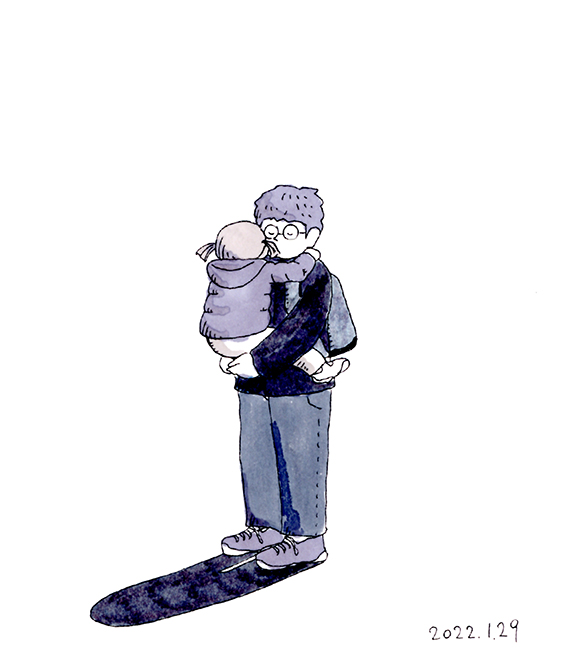 「本日のラクガキ。娘はずいぶん大きくなった。抱っこできるのもあと1年くらいかな。成」|堀江篤史◆イラストレーターのイラスト